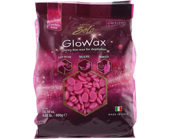 Зображення  Гарячий віск у гранулах ItalWax Solo GloWax для обличчя Рожева вишня, 100 г