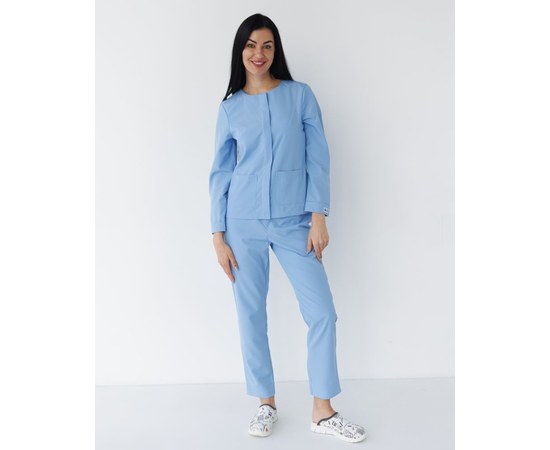 Изображение  Medical suit women's Jacqueline blue (Viscose "Elite") p. 40, "WHITE COAT" 440-333-927, Size: 40, Color: blue light