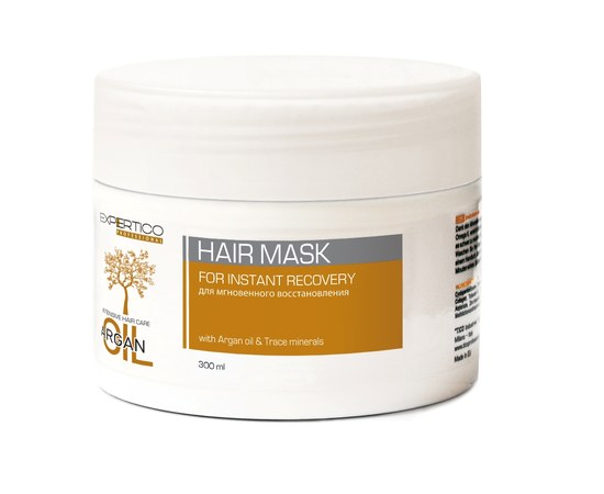 Изображение  Маска для волос мгновенного восстановления с аргановым маслом Tico Expertico Hair Mask & Trace minerals with Argan OIL, 300 мл