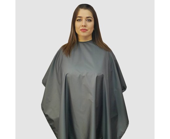 Изображение  Hairdressing cape dark gray (Velcro) waterproof Nibano 4900.DG