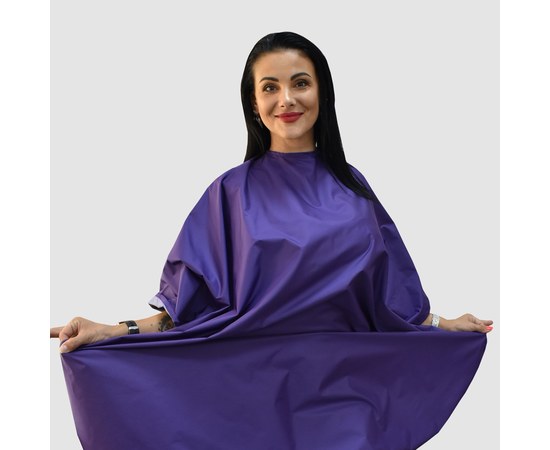 Изображение  Hairdressing cape purple (Velcro) waterproof Nibano 4900.PU
