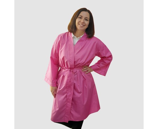 Изображение  Защитный халат-кимоно розовый водонепроницаемый р. M-L Nibano 4904.PIML, Размер: M-L, Цвет: розовый