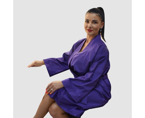 Изображение  Защитный халат-кимоно фиолетовый водонепроницаемый р. M-L Nibano 4904., Размер: M-L, Цвет: фиолетовый