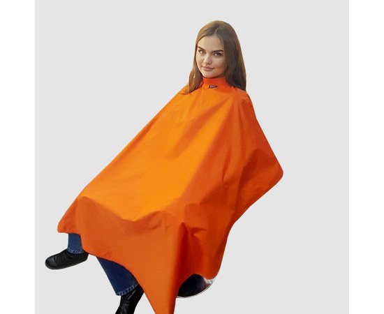 Изображение  Hairdressing cape orange (Buttons) waterproof Nibano 4901.OR-0