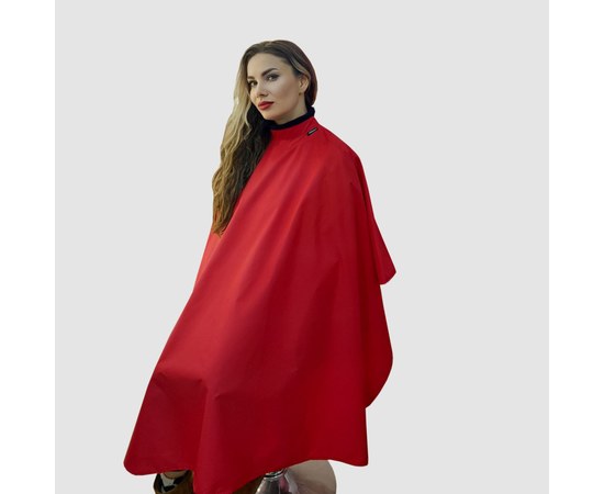 Изображение  Hairdressing cape red (Buttons) waterproof Nibano 4901.RE