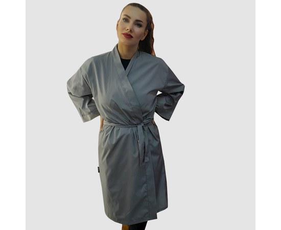 Изображение  Protective robe-kimono gray waterproof XL-2XL Nibano 4904.GRXL2XL-grey, Size: XL-2XL, Color: grey