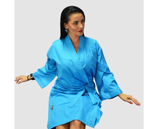 Изображение  Защитный халат-кимоно голубой водонепроницаемый р. M-L Nibano 4904.TUML, Размер: M-L, Цвет: голубой