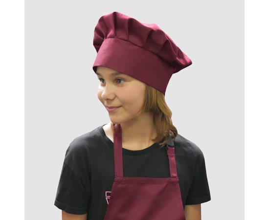 Зображення  Дитяча шапка шеф-кухаря бордова Nibano 6610.BU-0, Колір: бордовий