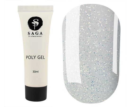 Изображение  Poly gel Saga Poly Gel (new design) № 09 transparent with shimmer, 30 ml, Volume (ml, g): 30, Color No.: 9
