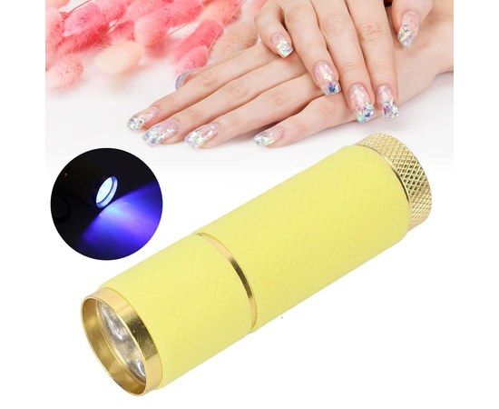 Изображение  UV flashlight for fixing gel polish and rhinestones 9 LED, yellow