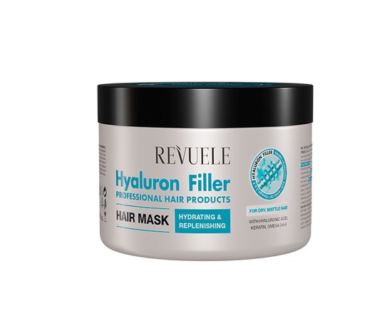 Изображение  Маска для волос Revuele Hyaluron Filler с гиалуроновой кислотой, кератином и Омега 3-6-9, 500 мл