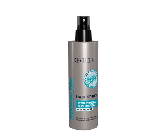 Изображение  Hair spray Revuele Hyaluron Filler Moisturizing and restoration, 200 ml