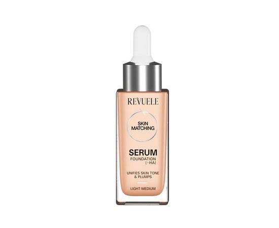 Изображение  Тональный крем-сыворотка Revuele Serum Foundation +HA средне-светлый, 30 мл, Объем (мл, г): 30, Цвет №: light medium