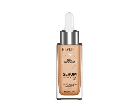 Изображение  Тональный крем-сыворотка Revuele Serum Foundation +HA средний загар, 30 мл, Объем (мл, г): 30, Цвет №: medium tan