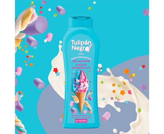 Изображение  Tulipan Negro Yummy Cream Shower Gel Marshmallow Unicorn, 650 ml