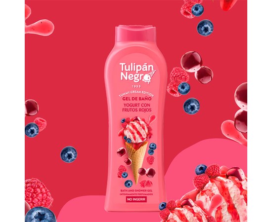 Изображение  Shower gel Tulipan Negro Yummy Cream Berry yogurt, 650 ml