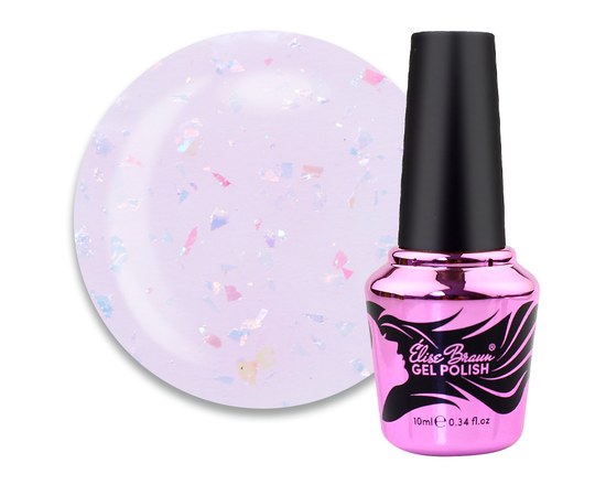 Изображение  Camouflage base Elise Braun Flakes Base No. 10 pale pink-lilac with colored flakes of gold leaf, 10 ml, Volume (ml, g): 10, Color No.: 10