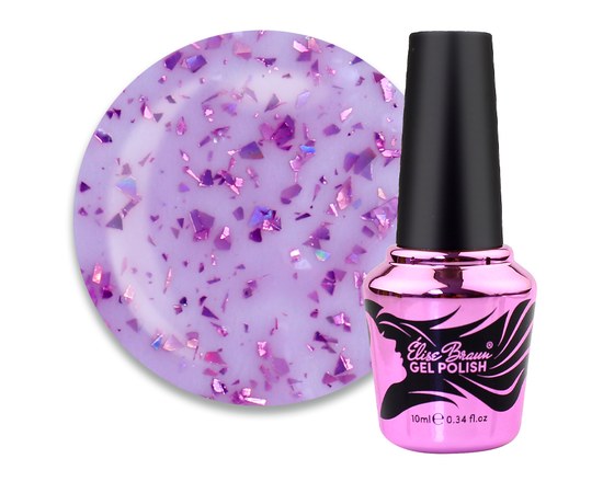 Изображение  Camouflage base Elise Braun Flakes Base No. 16 pink-violet with colored flakes of gold leaf, 10 ml, Volume (ml, g): 10, Color No.: 16