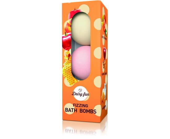 Зображення  Набір бомбочок для ванн (персик та манго, карамельне яблуко, молоко та мед) Delia cosmetics Dairy Fun, 3x100 г