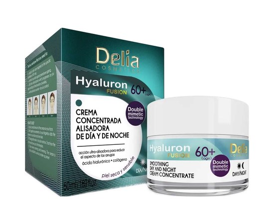 Изображение  Крем-концентрат для лица Delia Cosmetics Hyaluron Fusion 60+ разглаживающий, 50 мл