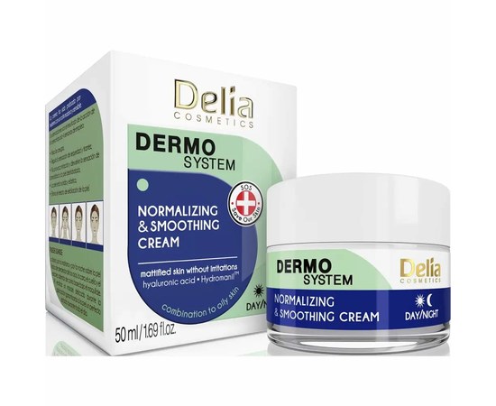 Изображение  Нормализирующий разглаживающий крем для лица Delia Dermo System, 50 мл