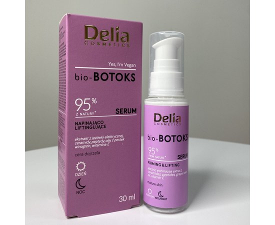 Зображення  Ліфтинг-сироватка для зрілої шкіри обличчя Delia Bio-Botoks 50+ зміцнююча, 30 мл