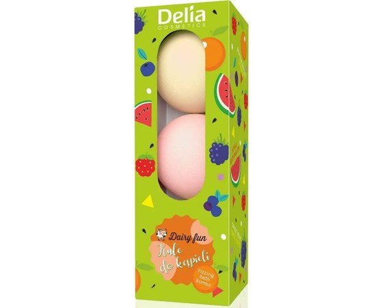 Изображение  Набор сияющих бомбочек для ванн (арбуз, лесные ягоды, апельсин) Delia Dairy Fun, 3х100 г