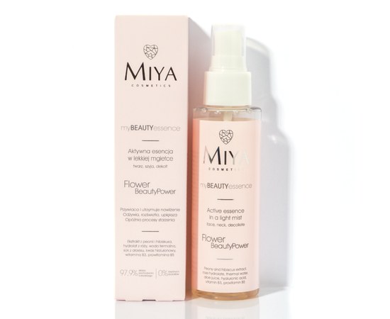 Изображение  Essence-spray for face active/rose, peony, hibiscus Miya myBEAUTYessence, 100 ml
