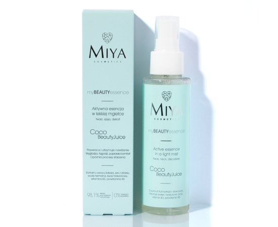 Изображение  Essence-spray for face active/coconut, aloe vera Miya myBEAUTYessence, 100 ml
