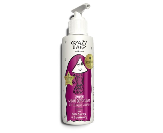 Зображення  Шампунь для глибокого очищення "Малина та Чорниця" HiSkin Crazy Hair Deep Cleansing Shampoo Raspberry & Blueberry, 300 мл, Об'єм (мл, г): 300