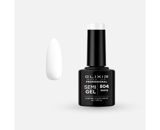 Изображение  Semi-permanent gel nail polish Elixir Semi Gel 804 White, 8 ml, Volume (ml, g): 8, Color No.: 804