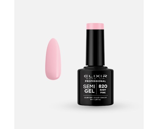 Изображение  Semi-permanent gel nail polish Elixir Semi Gel 820 Baby Pink, 8 ml, Volume (ml, g): 8, Color No.: 820