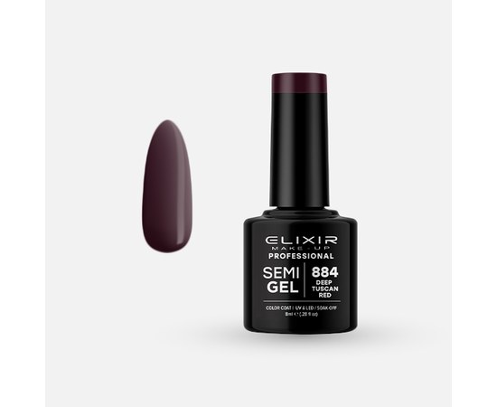 Изображение  Semi-permanent gel nail polish Elixir Semi Gel 884 Deep Tuscan red, 8 ml, Volume (ml, g): 8, Color No.: 884