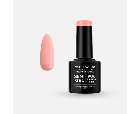 Изображение  Semi-permanent gel nail polish Elixir Semi Gel 906 Salmon Pink, 8 ml, Volume (ml, g): 8, Color No.: 906