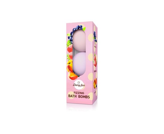 Изображение  Set of bath bombs (strawberry, blueberry, peach) Delia cosmetics Dairy Fun, 3x100 g