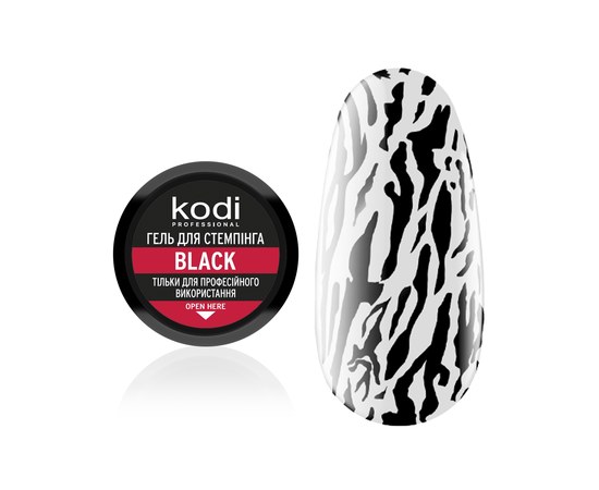 Зображення  Гель для стемпінгу Kodi Stamping Gel Black, 4 мл, Об'єм (мл, г): 4, Цвет №: Black