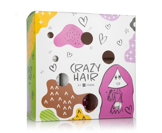 Изображение  Hair set HiSkin Crazy Hair 5 pcs (shampoo 2x300 ml, conditioner 3x100 ml, glass for foaming shampoo)