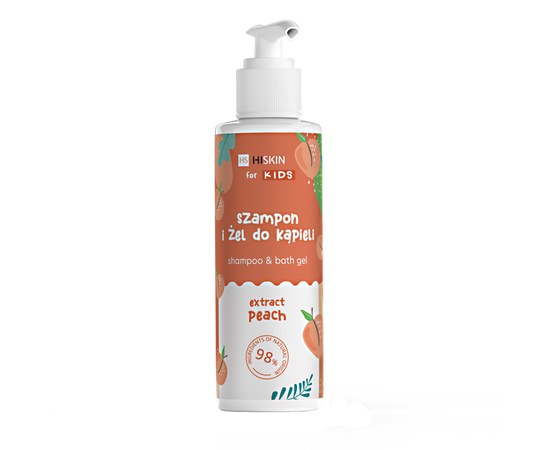 Изображение  Детский шампунь+гель для душа 2 в 1 "Персик" HiSkin Kids Shampoo&Bath Gel Peach, 280 мл