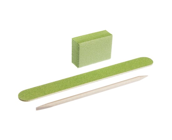 Изображение  Disposable Kodi set for manicure file 120/120 grit, buff 120/120 grit, orange stick