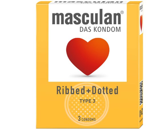 Изображение  Ribbed condoms with dots Masculan Ribbed+Dotted, 3 pcs