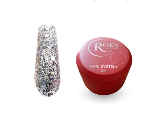 Зображення  Гель-лак для нігтів Roks Glitter Color №04, 5 мл, Об'єм (мл, г): 5, Цвет №: 004