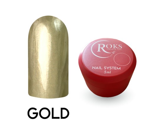 Зображення  Гель-фарба Roks Metal Gel Gold, 5 мл, Об'єм (мл, г): 5, Цвет №: Gold