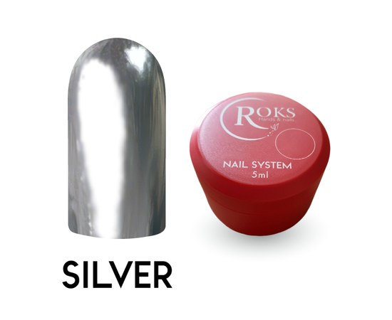 Зображення  Гель-фарба Roks Metal Gel Silver, 5 мл, Об'єм (мл, г): 5, Цвет №: Silver