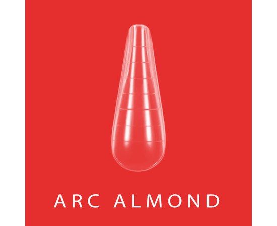 Изображение  Верхние формы для наращивания ногтей Roks ARC ALMOND, арочный миндаль, с разметкой, прозрачные 120 шт