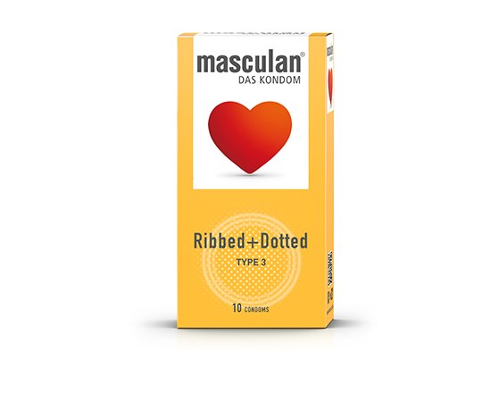 Изображение  Ribbed condoms with dots Masculan Ribbed+Dotted, 10 pcs