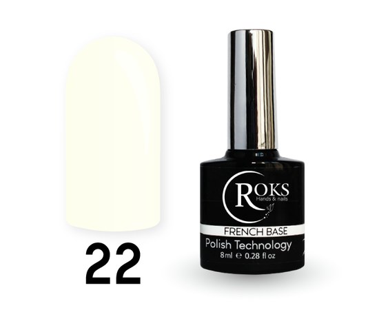 Изображение  Camouflage base for gel polish Roks Rubber Base French Milk No. 22R, 8 ml, Volume (ml, g): 8, Color No.: 022R