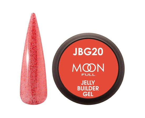 Изображение  Гель-желе для наращивания Moon Full Jelly Builder Gel №JBG20 красный полупрозрачный с шимером, 30 мл, Объем (мл, г): 30, Цвет №: JBG20
