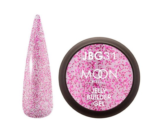 Изображение  Gel-jelly for extensions Moon Full Jelly Builder Gel No. JBG31 translucent with pink shimmer, 30 ml, Volume (ml, g): 30, Color No.: JBG31