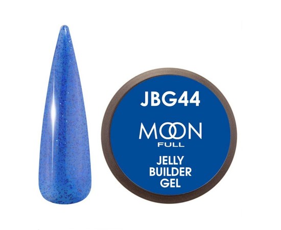Зображення  Гель-желе для нарощування Moon Full Jelly Builder Gel №JBG44 синій із шимером, 30 мл, Об'єм (мл, г): 30, Цвет №: JBG44