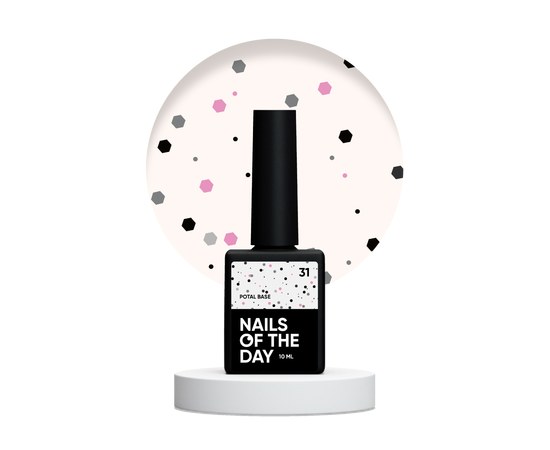 Изображение  Nails of the Day Potal base 31 – milky base with black and pink glitter, 10 ml, Volume (ml, g): 10, Color No.: 31